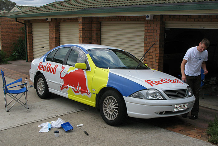 An action shot of me removing the masking tape